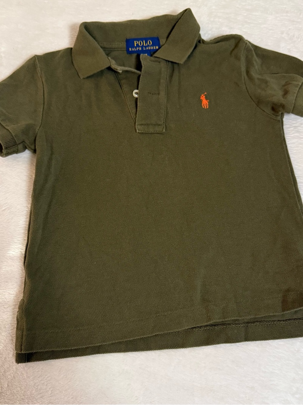 Polo by Ralph Lauren Kids Olive Polo with Orange Pony